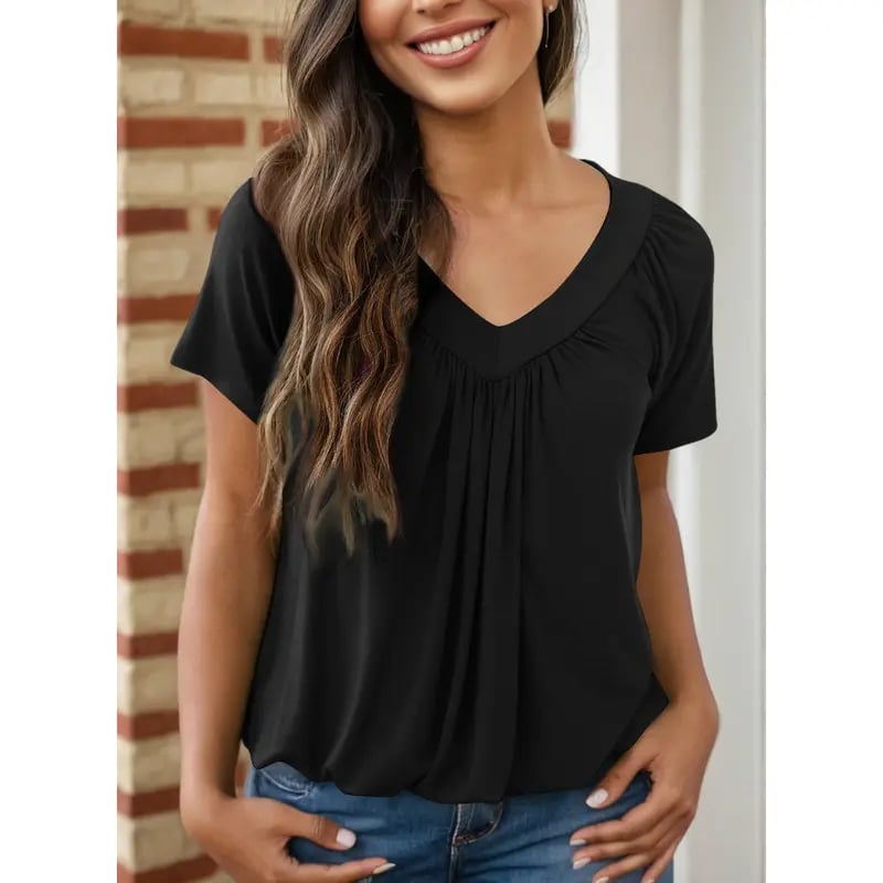đLast Day Promotionâ¨Women's Casual Summer Short Sleeve V Neck Tops T-shirts