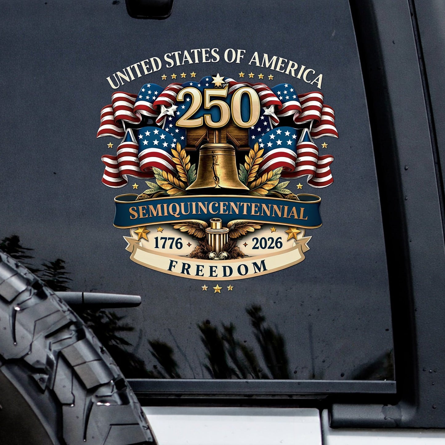 250th Anniversary Decal, United States Of America Semiquincentennial Freedom Car Sticker