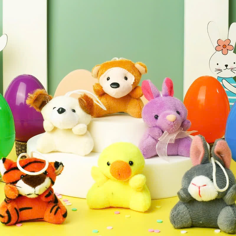 🐆🐈‍⬛🐎12/24/36 Pcs Prefilled Easter Eggs, Filled with Plush Animal Toys