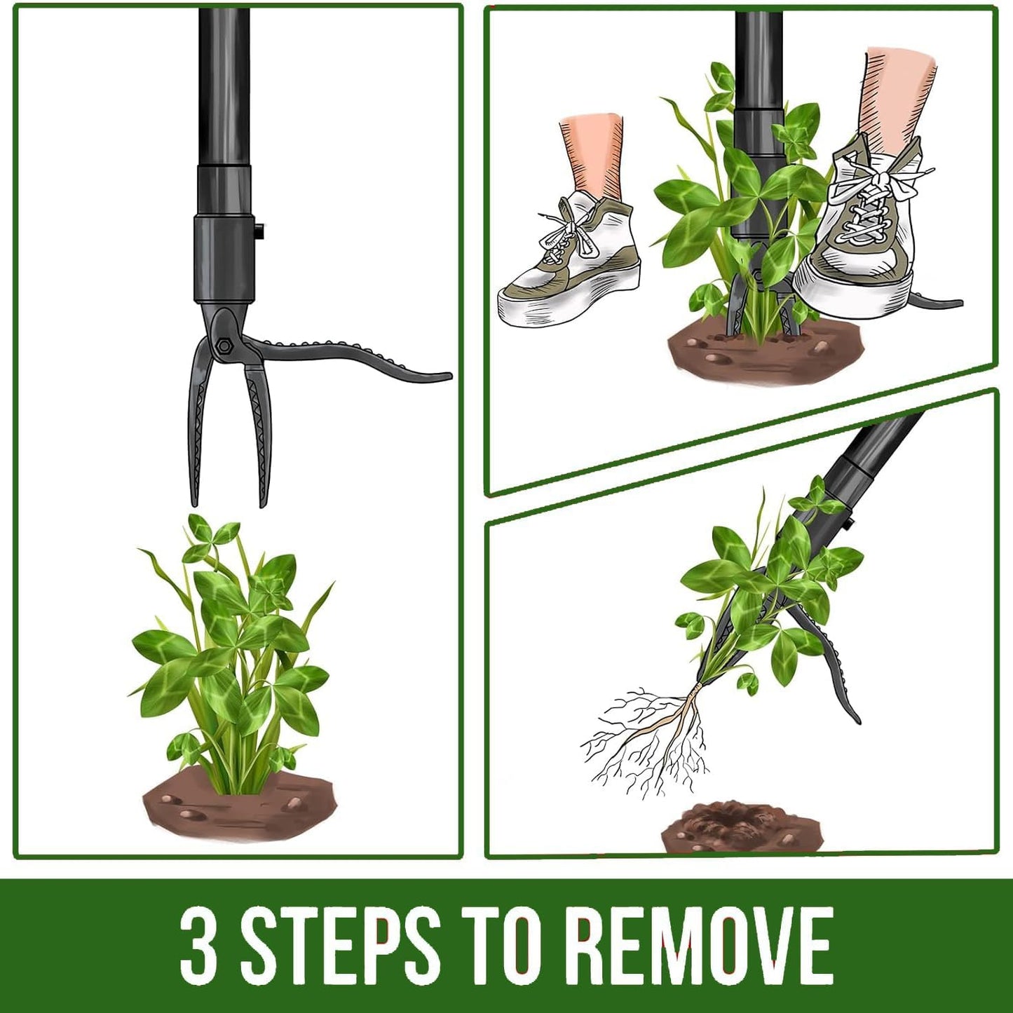 😲No More Bending, Easy Weeding🌿Detachable Stand Up Weed Puller Tool