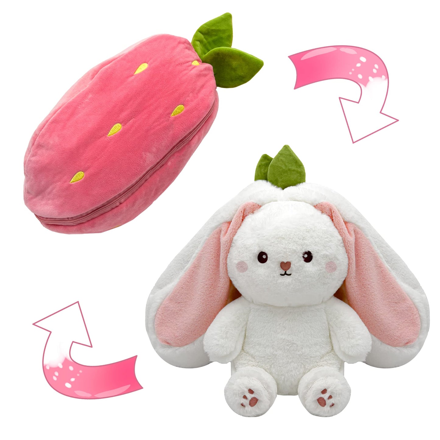 🐰Easter Early Sale 50% OFF🍓Strawberry Bunny Transformed into Little Rabbit🎀 Fruit Doll Plush Toy🐰