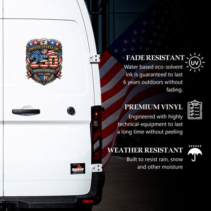 USA 250th Anniversary Eagle Decal – American Flag 1776-2026 Patriot Sticker for Car