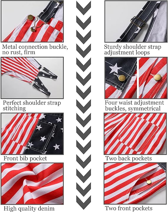 🔥America's 250th Anniversary 🇺🇸🎉-Up to 50% Off🔥Unisex USA FLAG Overalls Shorts