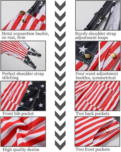 🔥America's 250th Anniversary 🇺🇸🎉-Up to 50% Off🔥Unisex USA FLAG Overalls Shorts