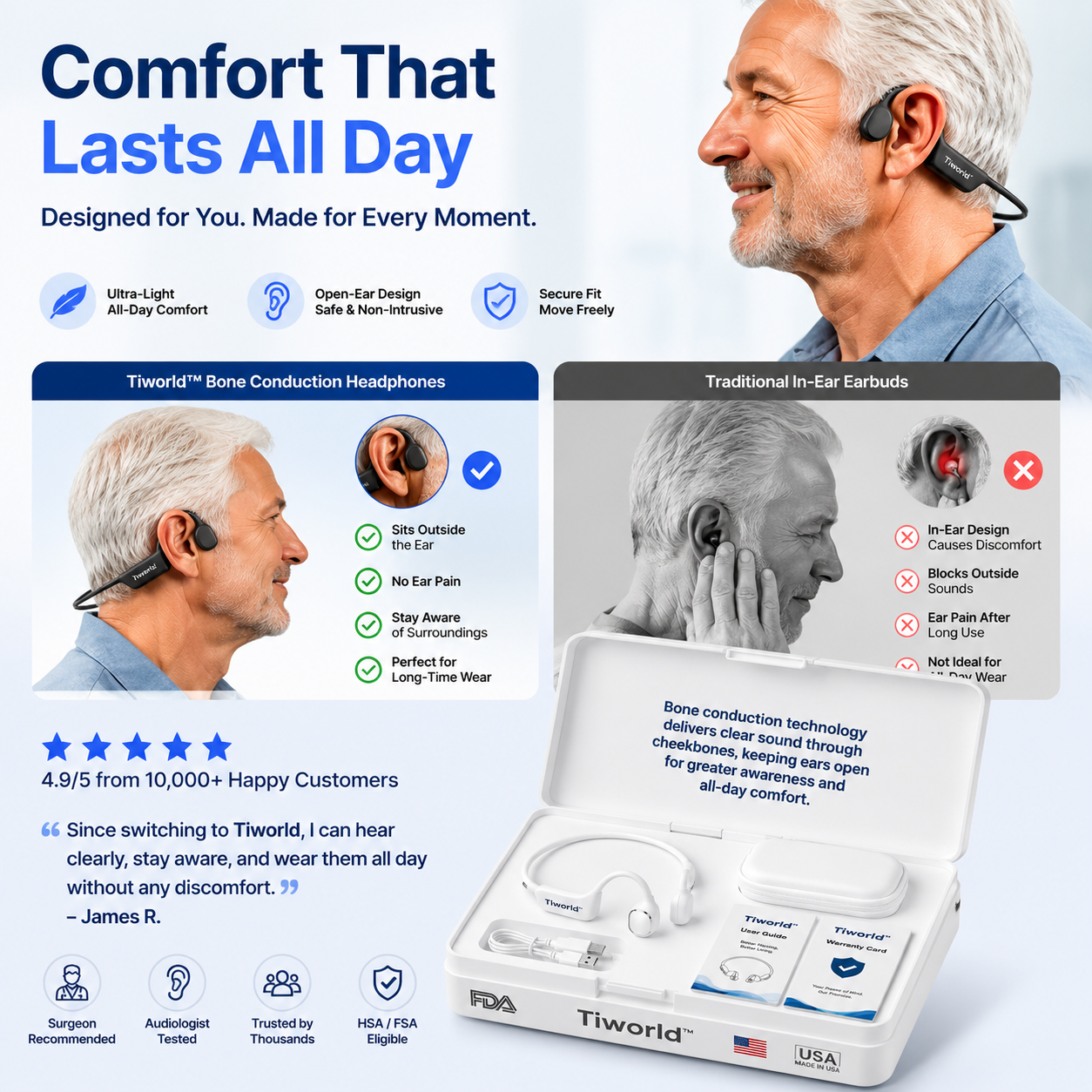 🔥 Final 2 Hours : Only Limited Stock Left🏆𝗧𝗶𝘄𝗼𝗿𝗹𝗱™ Bone Conduction Smart Hearing Headphones （Mayo Clinic Recommended）