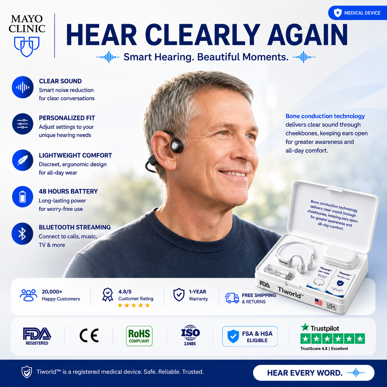 🌎Ends Today: 83% OFF!⏰👂Revitalize your ears again💖 💥 LIMITED TIME OFFER!🔥Bone Conduction Smart Hearing Aid Bluetooth Earphones