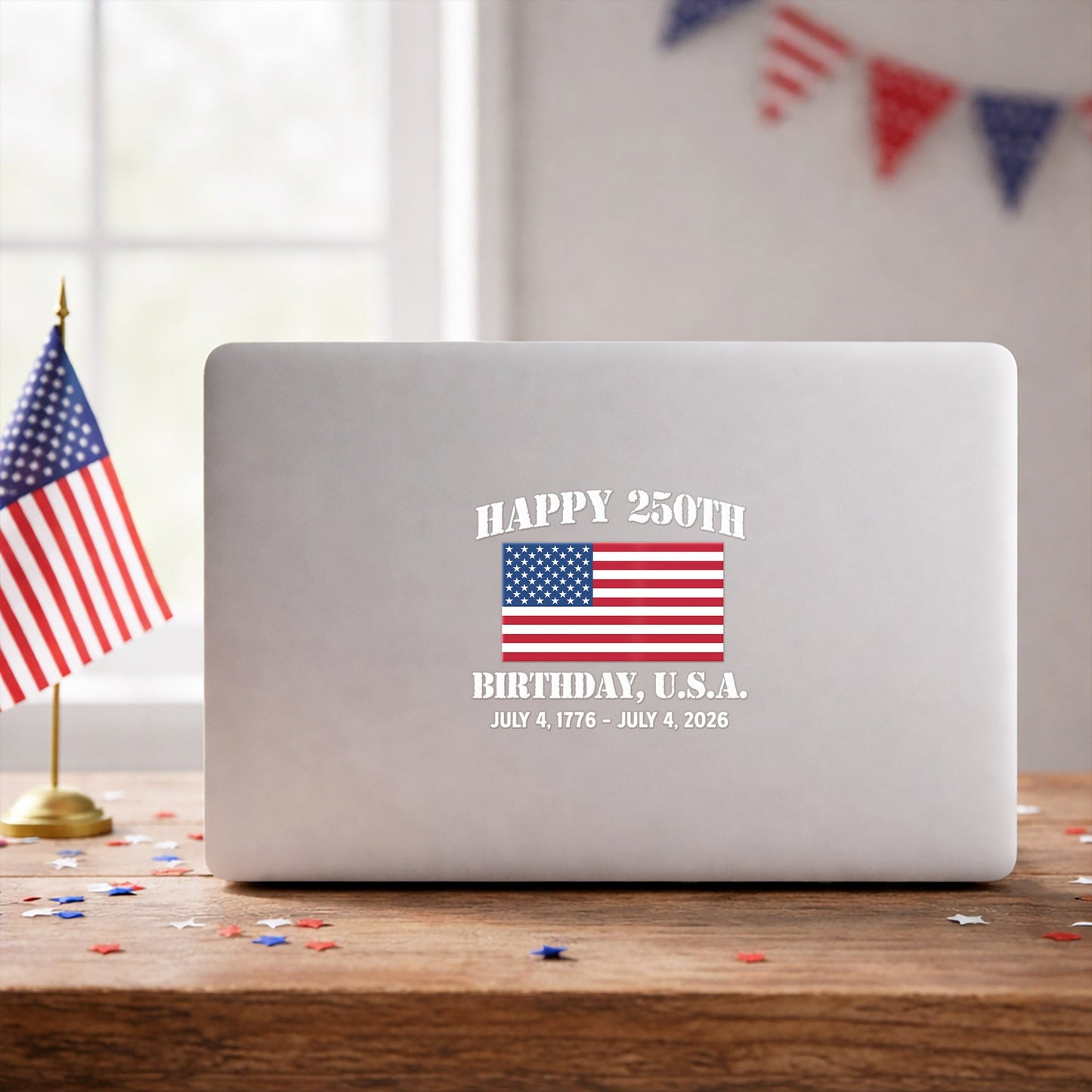 USA 250th Anniversary Decal – Happy Birthday American Flag Sticker for Car
