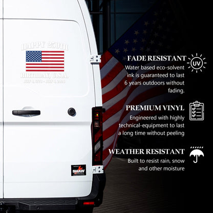 USA 250th Anniversary Decal – Happy Birthday American Flag Sticker for Car