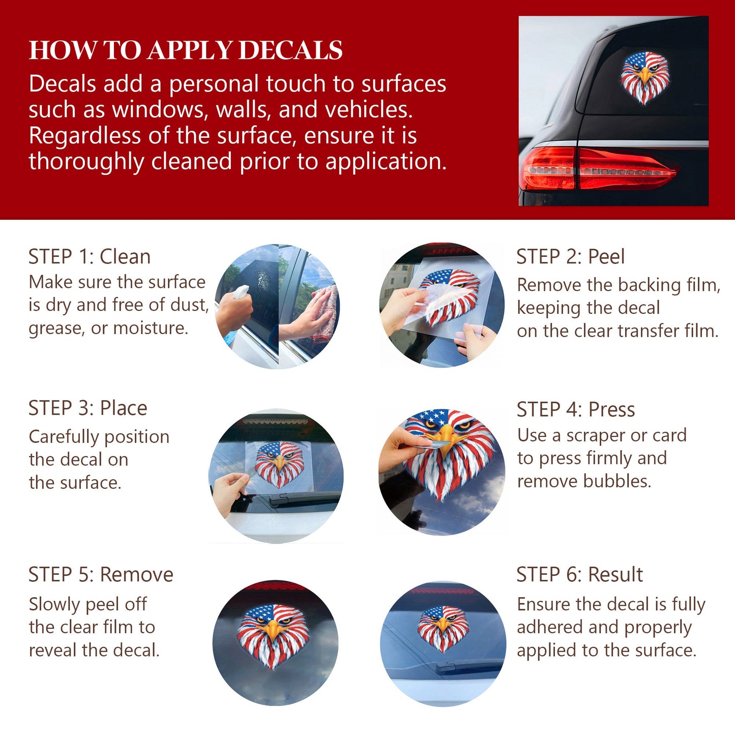 250th Anniversary USA Decal – American Eagle with Flag Design for Car, Window