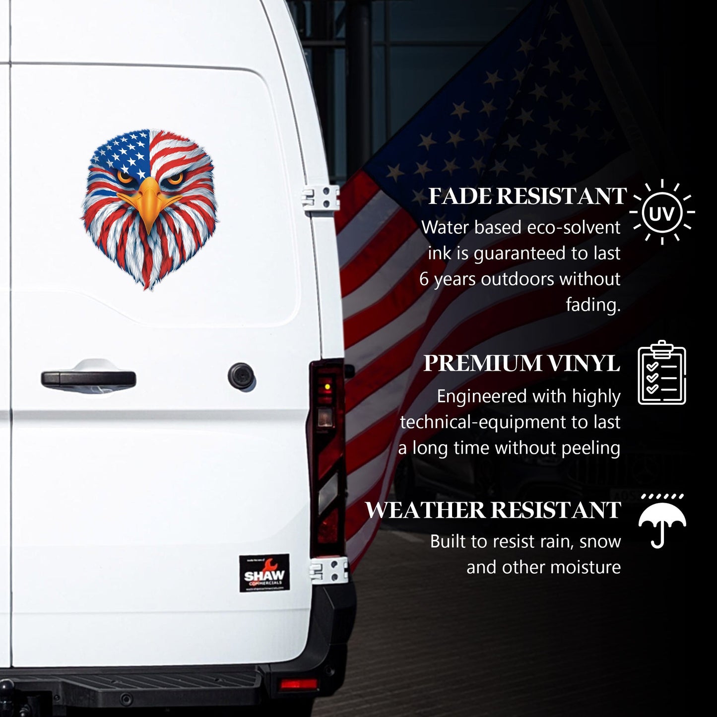250th Anniversary USA Decal – American Eagle with Flag Design for Car, Window