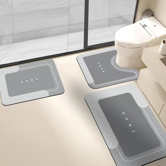 3-Piece Anti-Slip Bathroom Mat Set – Quick-Dry U-Shaped Toilet & Floor Mats