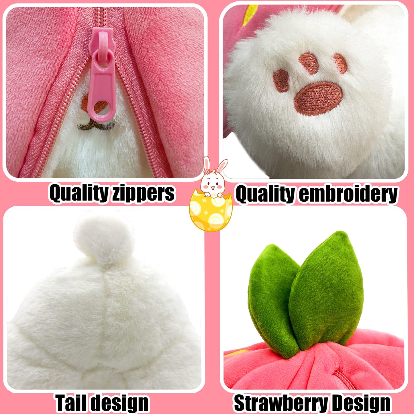 🐰Easter Early Sale 50% OFF🍓Strawberry Bunny Transformed into Little Rabbit🎀 Fruit Doll Plush Toy🐰